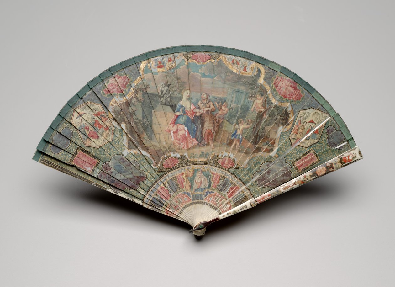 Éventail brisé avec une diseuse de bonne aventure et motifs de chinoiserie - Unknown artist
