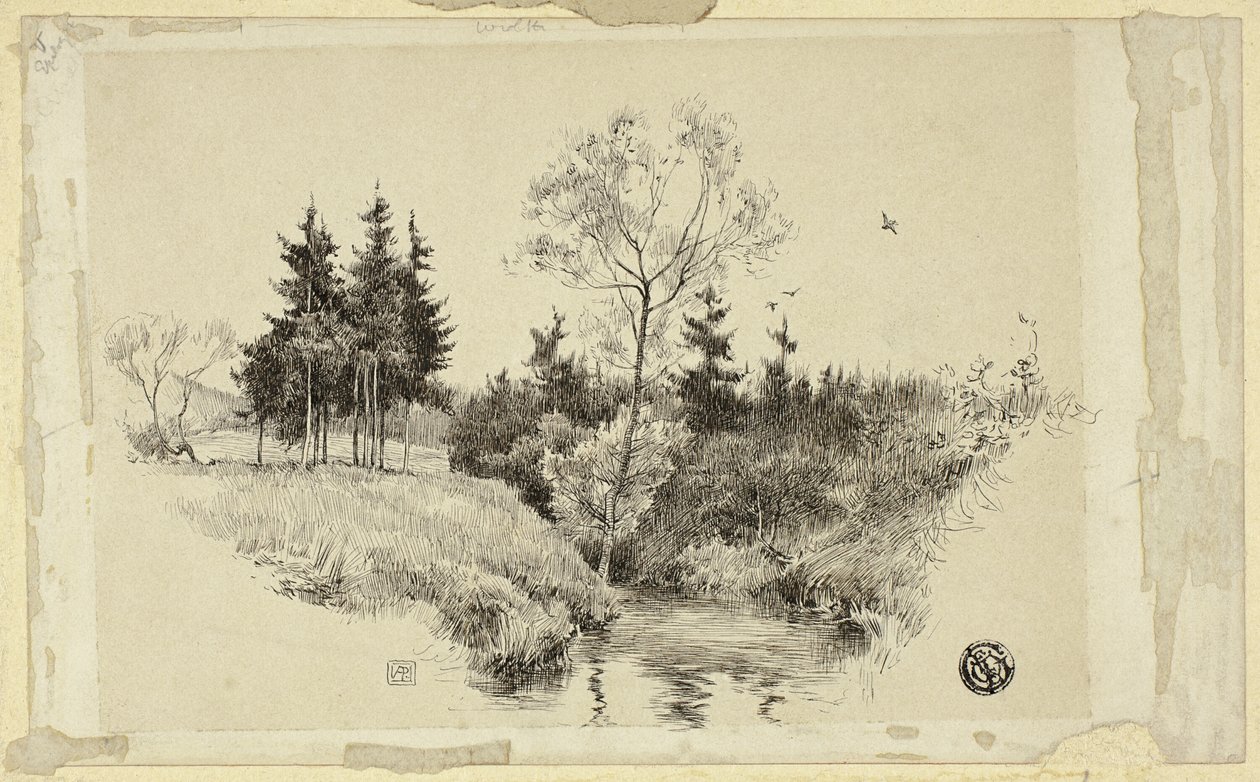 Ruisseau dans la forêt - Unknown artist