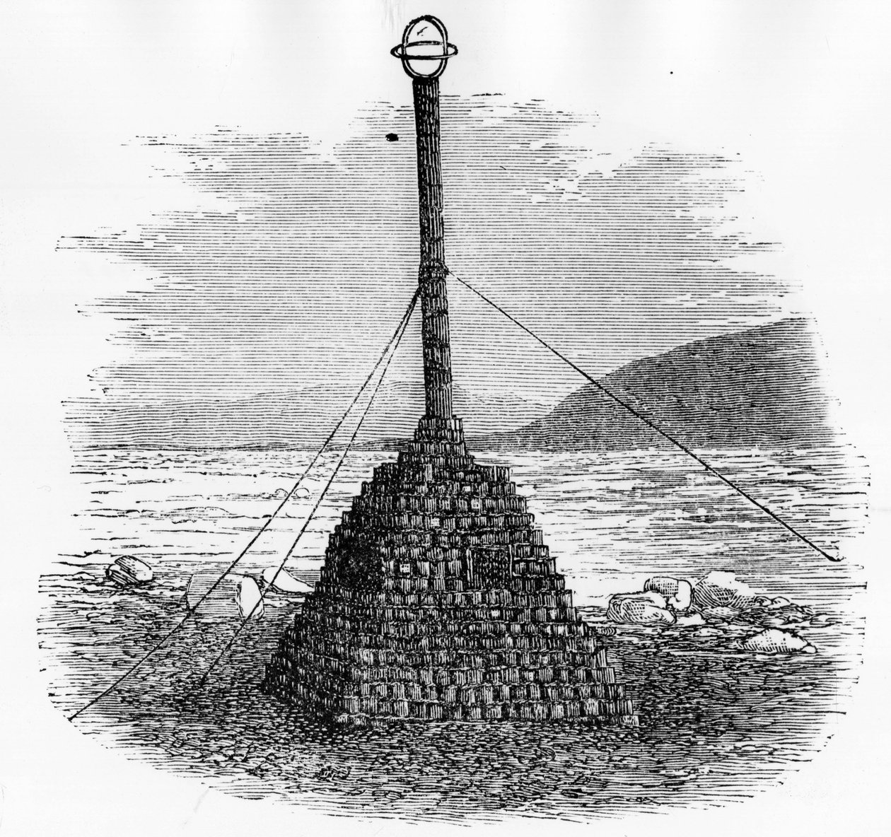 Cairn et boîte aux lettres au pôle nord - Georges S. Nares, Un voyage à la mer polaire, Paris : Hachette - Unknown artist