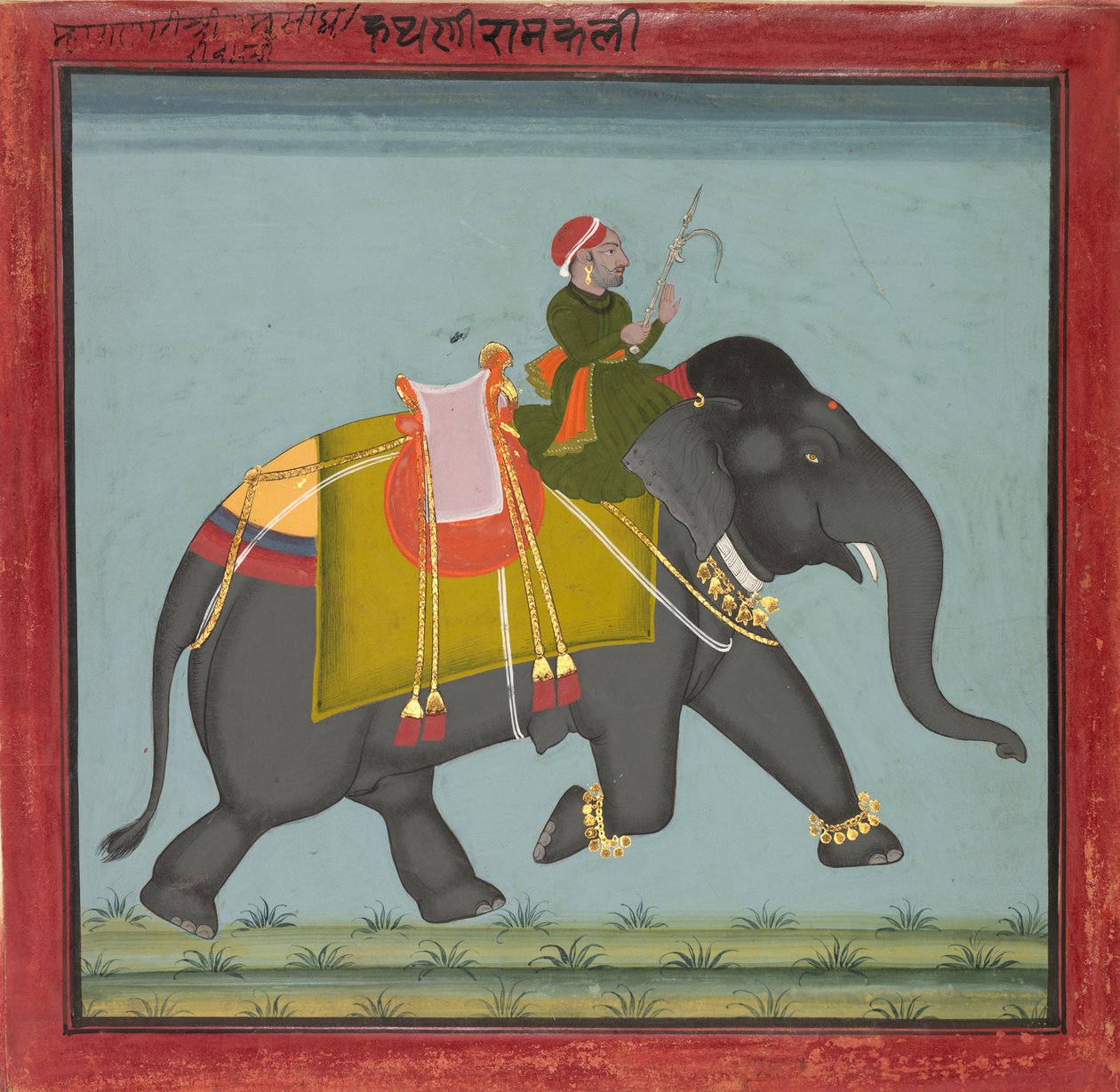 Éléphant caparaçonné avec un cornac - Unknown artist