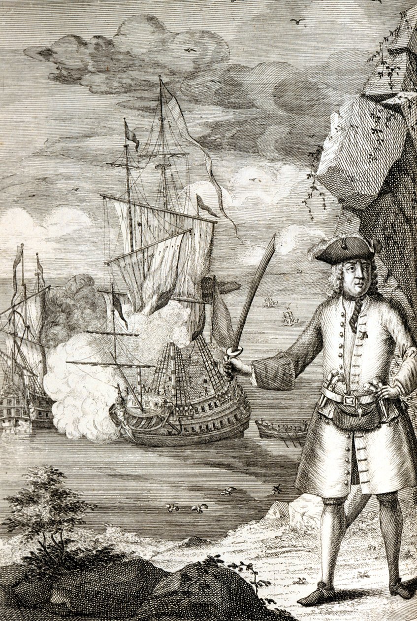 Le capitaine Henry Avery prenant un des navires du Grand Moghol - Unknown artist