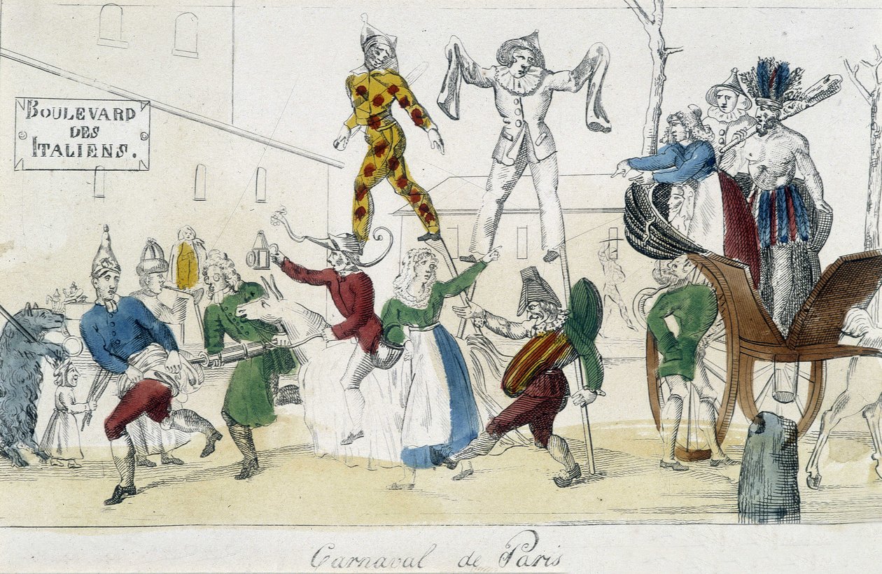 Carnaval de Paris, boulevard des Italiens - gravure du 18ème siècle, Carnavalet - Unknown artist