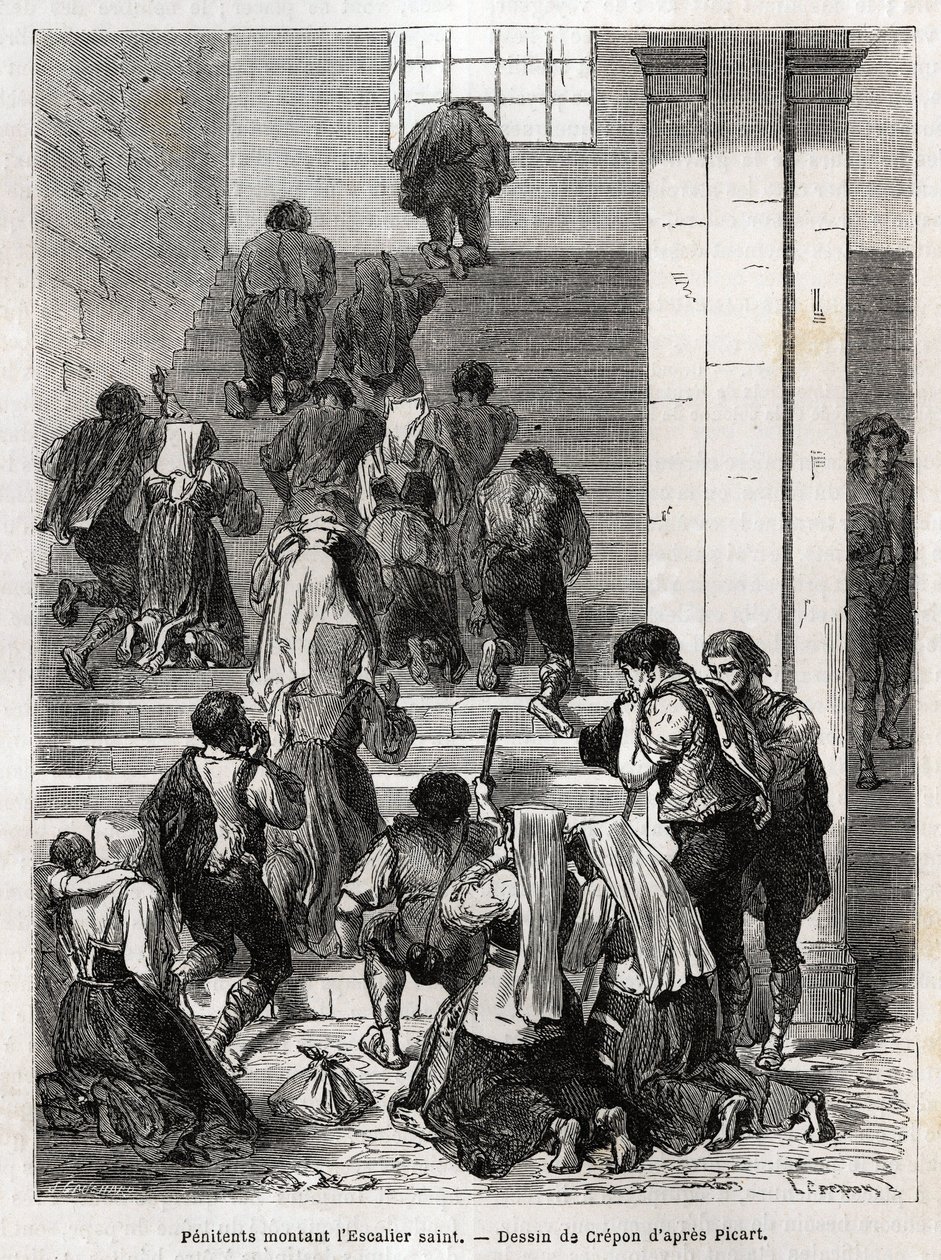 Pénitents catholiques montant l