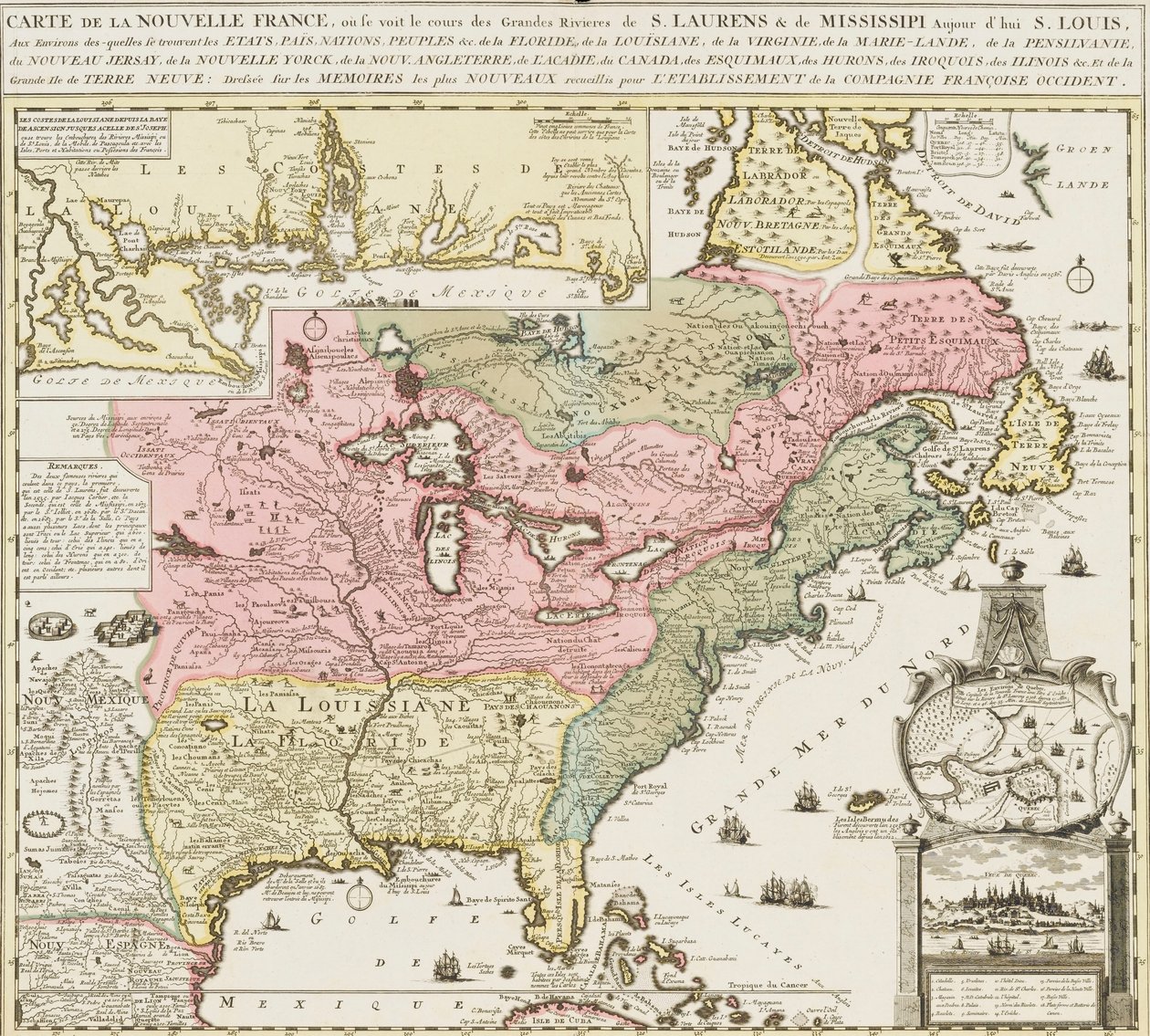 Carte du sud des États-Unis montrant le fleuve Mississippi et Saint-Louis, c. 1720 - Unknown artist