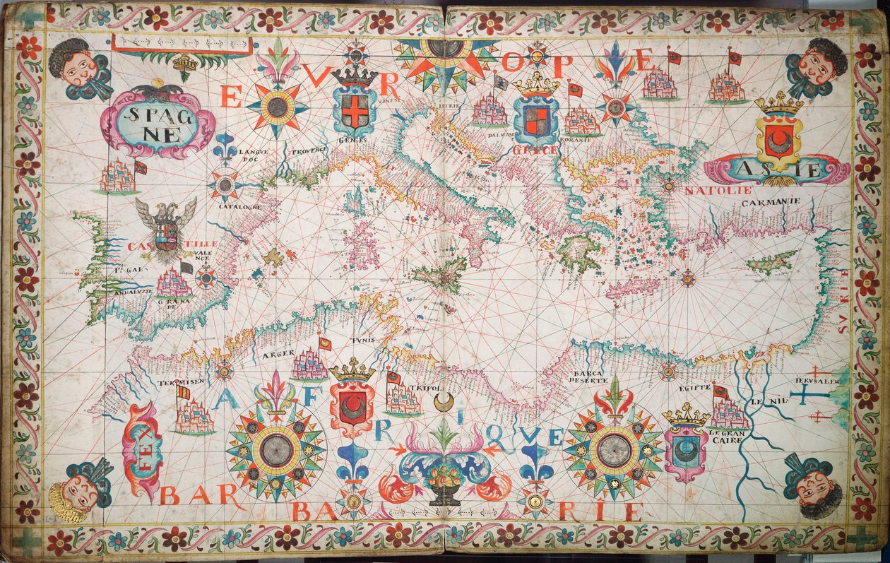 Carte de la Méditerranée, des mers Noire et Caspienne, vers 1600 - Unknown artist