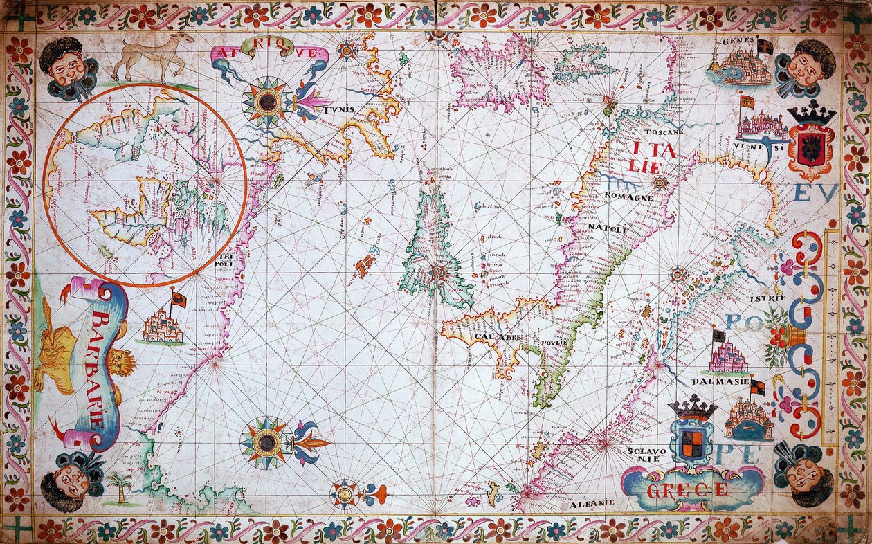 Carte de la Méditerranée, montrant l