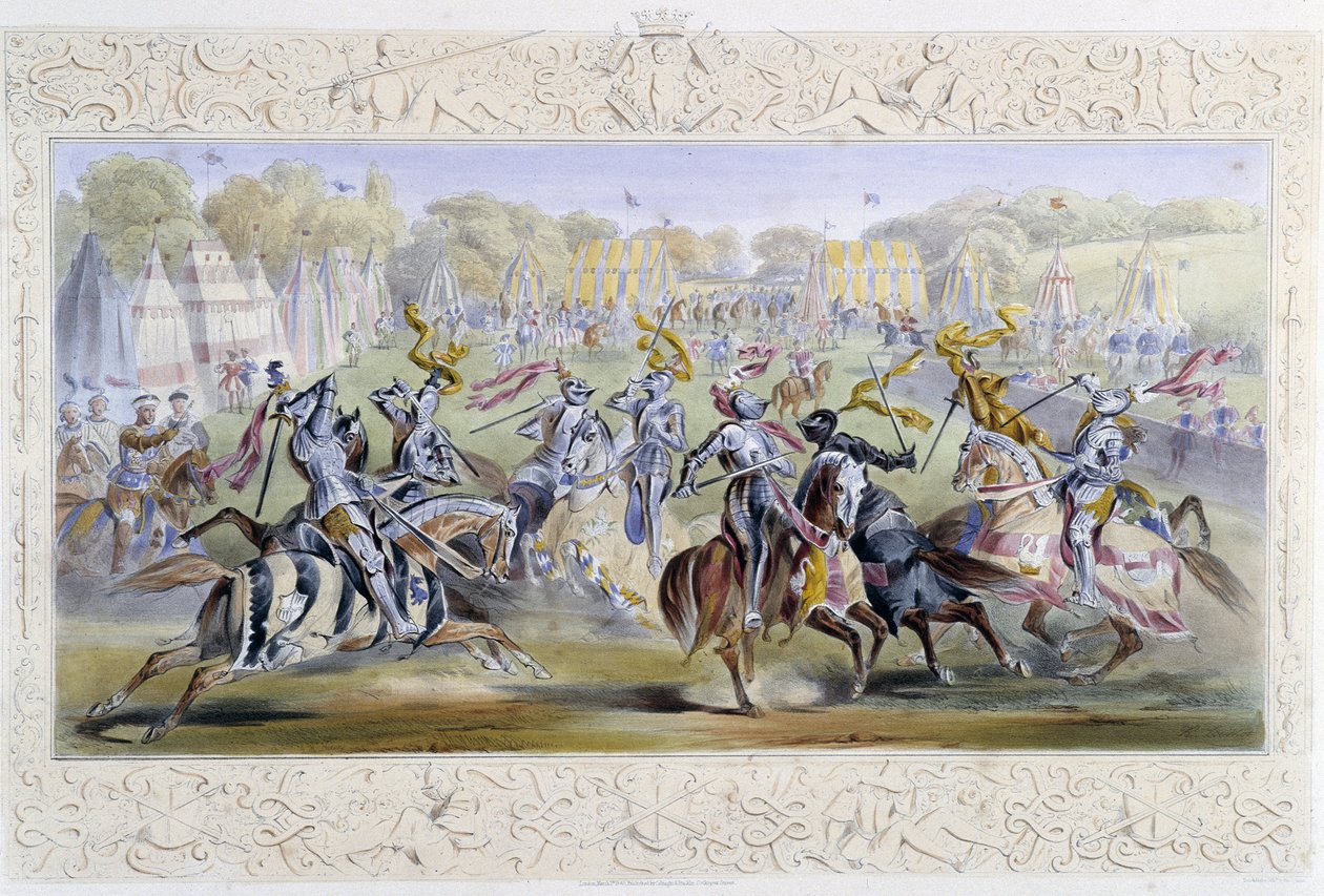 Tournoi chevaleresque - dans "Knight of England" par J. Whatman, éd. T. M