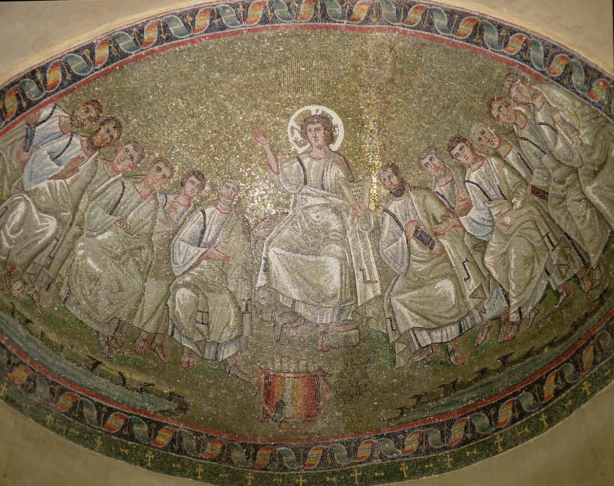 Le Christ législateur, trônant avec les apôtres, San Lorenzo Maggiore, Milan (mosaïque) - Unknown artist