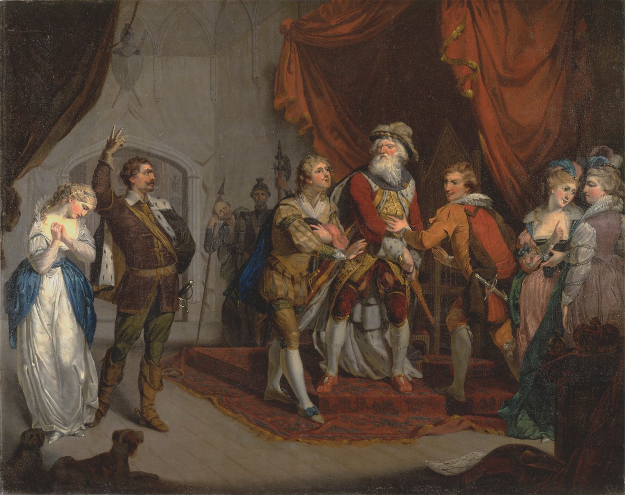 Cordelia défendue par le comte de Kent, de "Le Roi Lear" de Shakespeare, I, i - Unknown artist