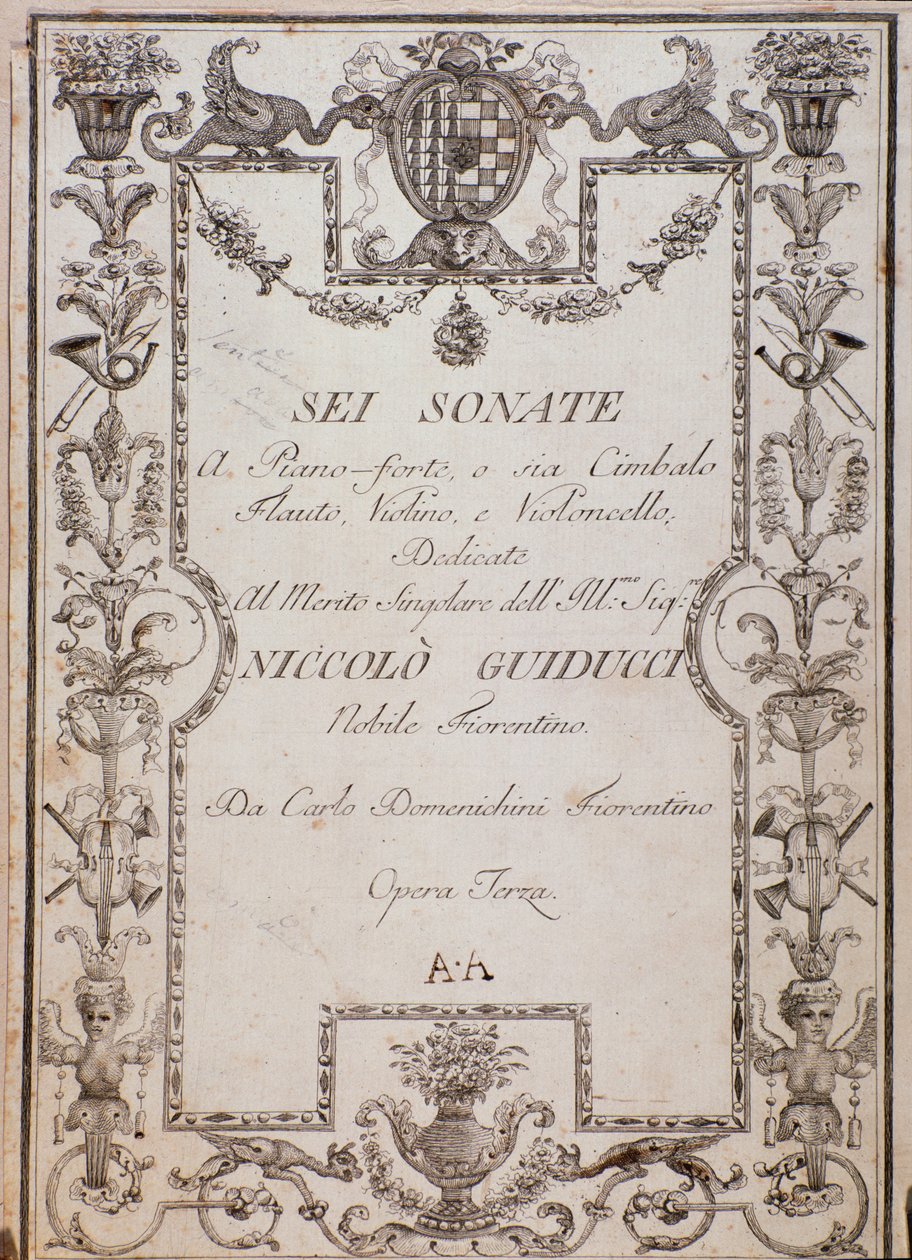 Couverture des Six Sonates, Op. 3 de Carlo Domenighini - Unknown artist
