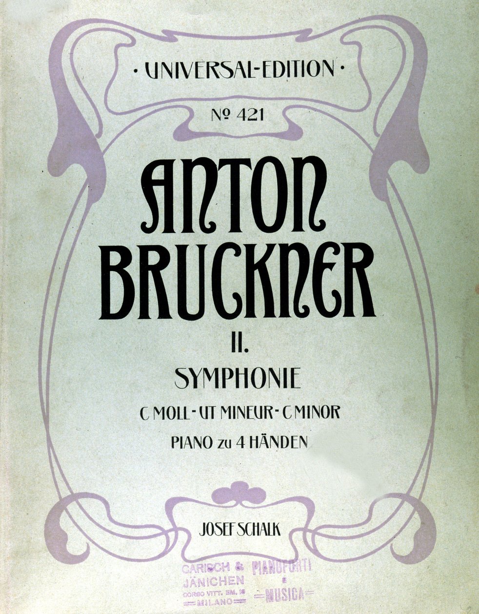 Couverture de la partition pour la deuxième symphonie en do mineur d