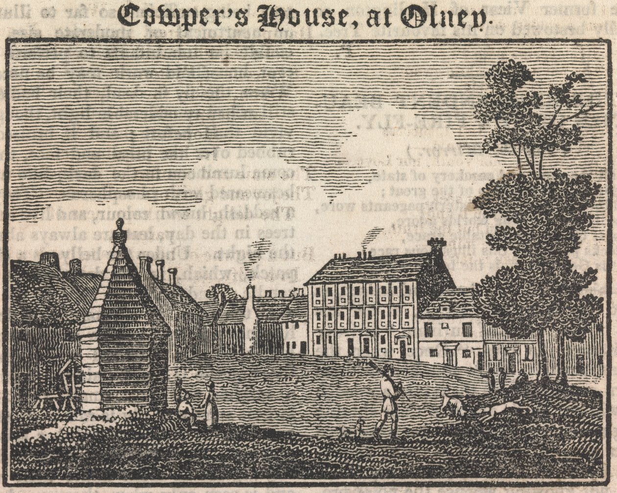 Maison de Cowper à Olney (avec texte)(du Miroir)[une gravure similaire apparaît dans "The Tourist; a literary and anti-slavery journal", 28 janvier 1833, page 189]; page 76 (Volume Un) - Unknown artist
