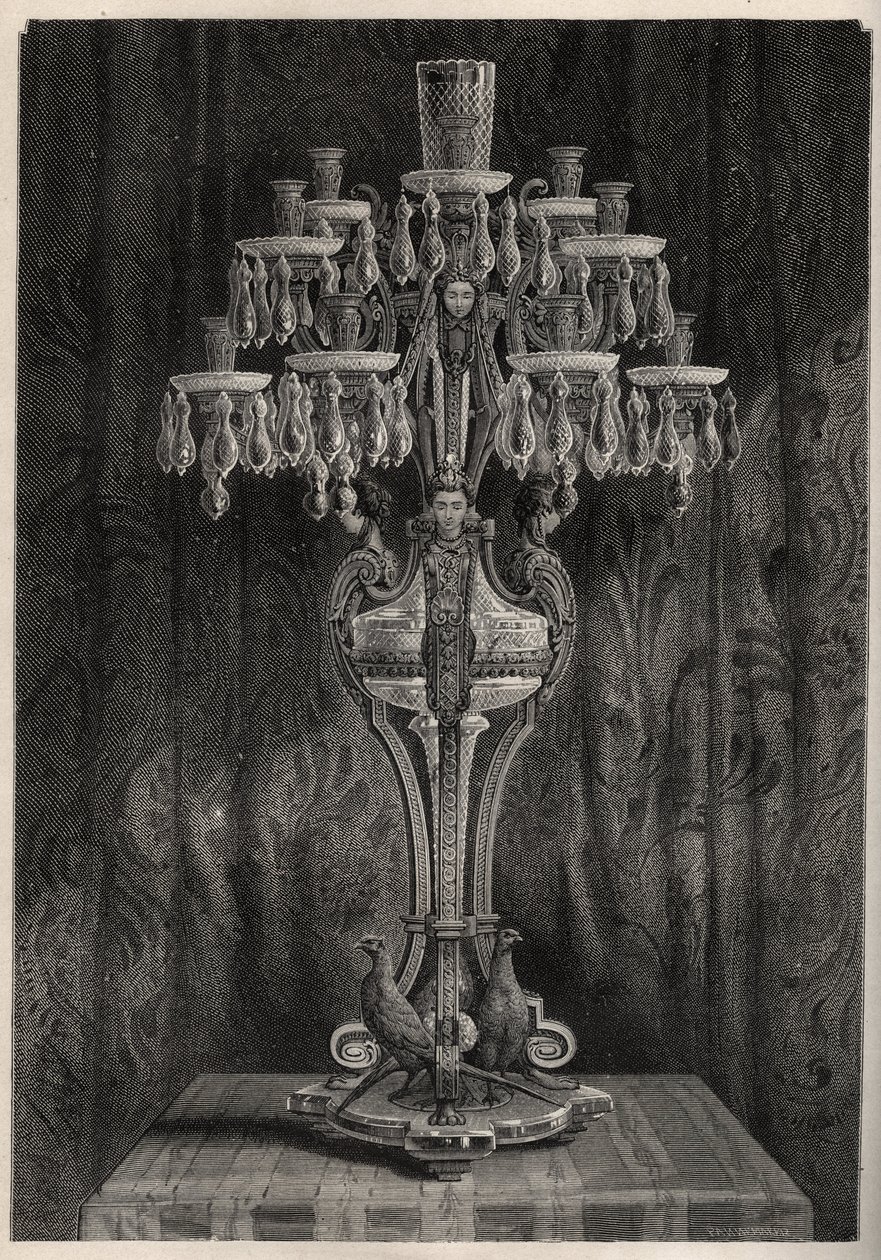 Candélabre en cristal de la manufacture de Baccarat - gravure dans 