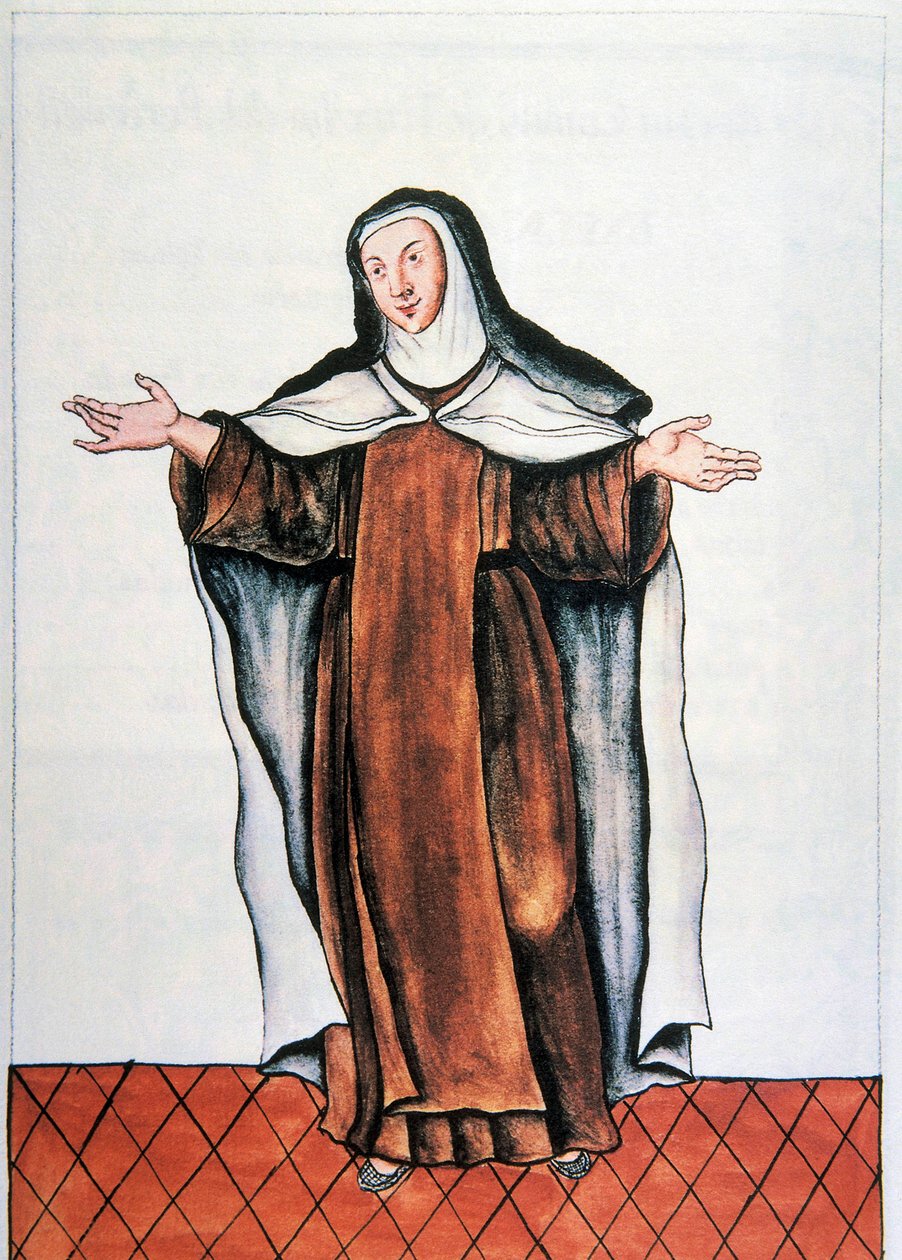 Vie quotidienne et coutumes du Pérou : Carmélite déchaussée. Aquarelle tirée du livre Trujillo del Peru par Baltasar Martinez Companon y Bajanda, évêque de Trujillo (1782-1785). 18ème siècle Madrid. Biblioteca del Palacio Real - Unknown artist