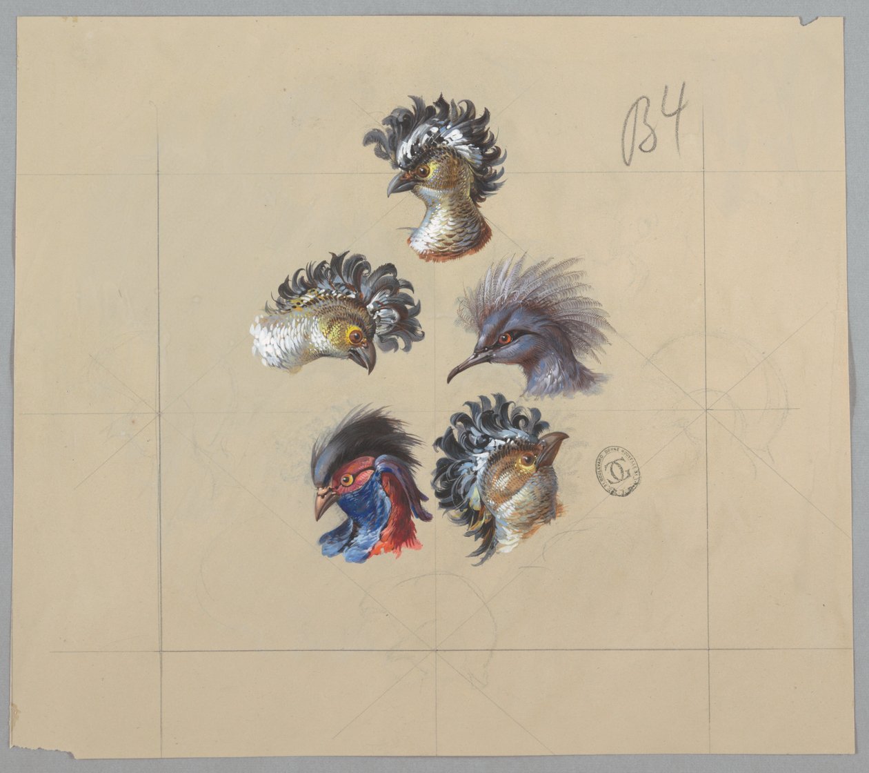 Design pour papier peint et textile : Oiseaux - Unknown artist