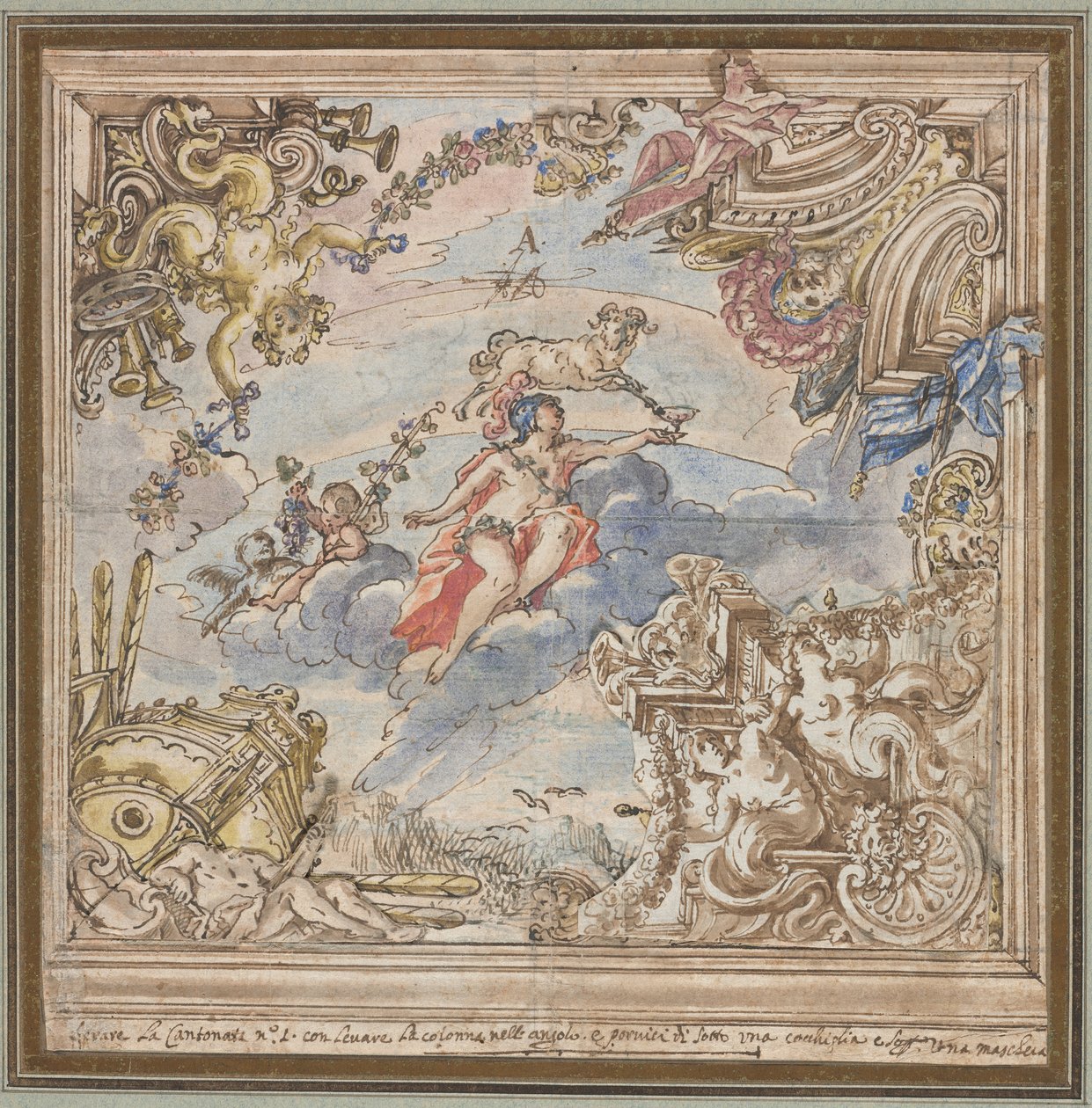Conception pour un plafond : Mars et Bélier - Unknown artist