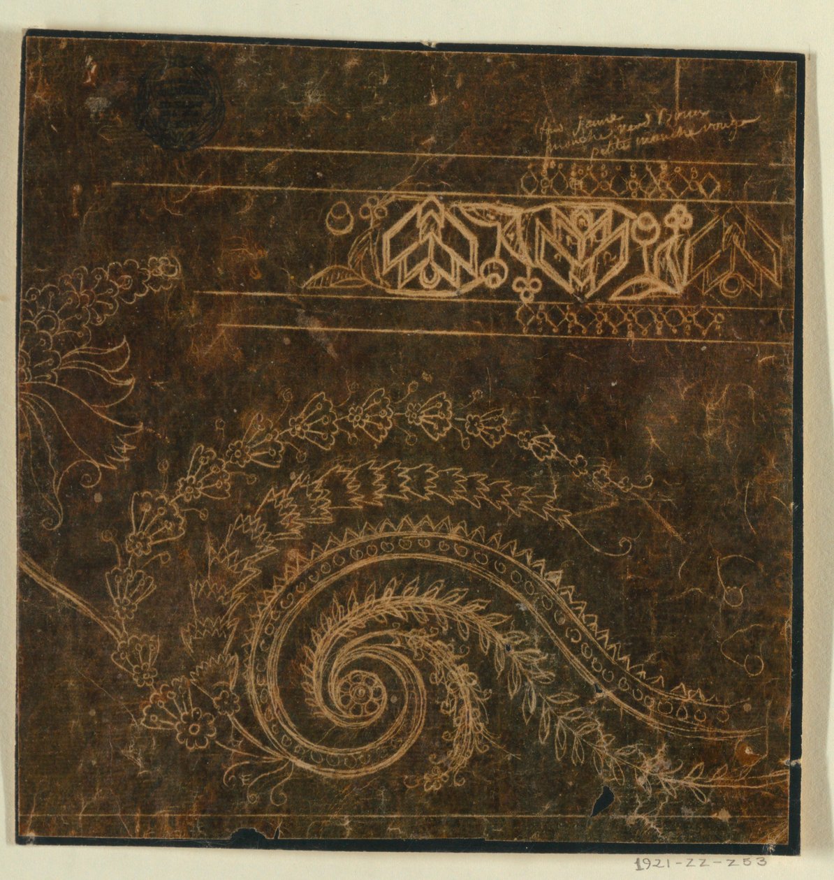 Conception pour un Motif de Bordure Brodée, Inachevé - Unknown artist