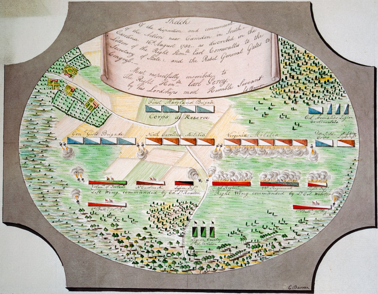 Diagramme des lignes de combat de la bataille de Camden, en Caroline du Sud, le 16 août - Unknown artist