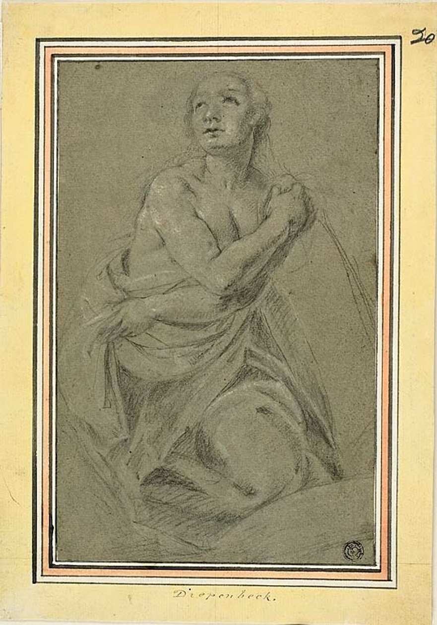 Femme nue drapée et agenouillée - Unknown artist