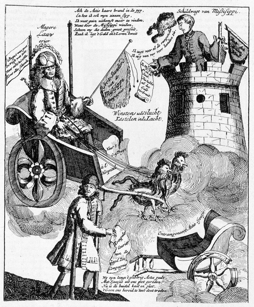 Estampe satirique néerlandaise contre John Law (1671-1729), sur l