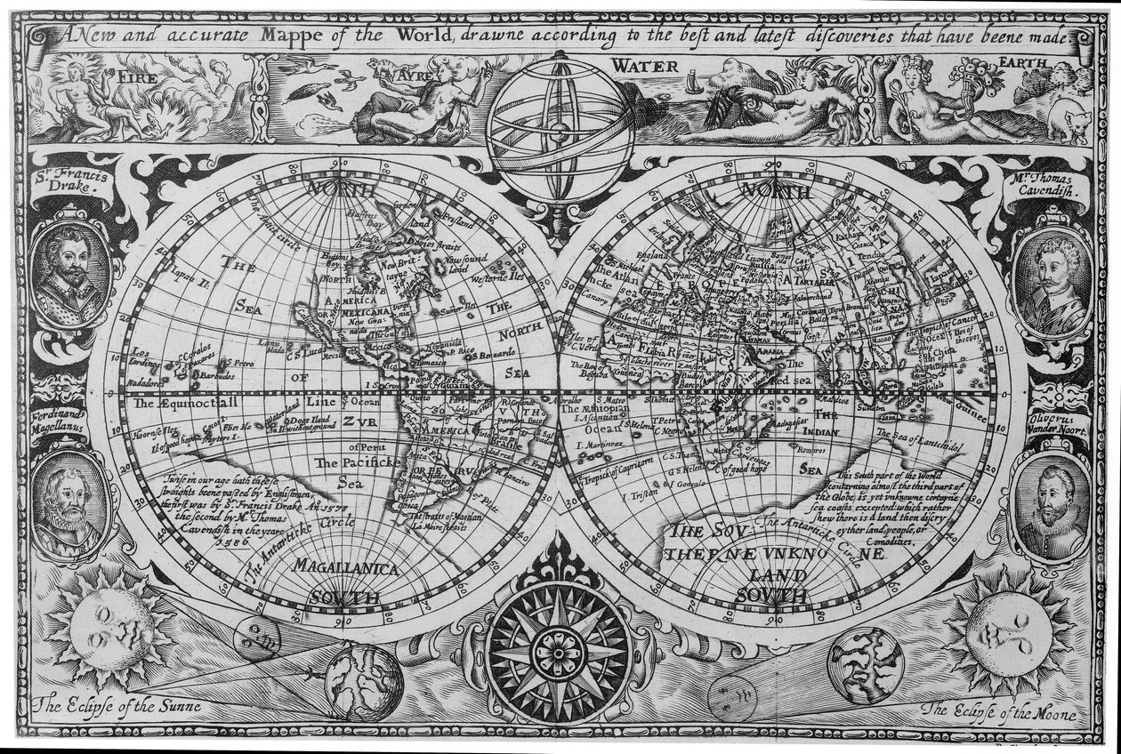 Carte du monde du début du 17e siècle, d