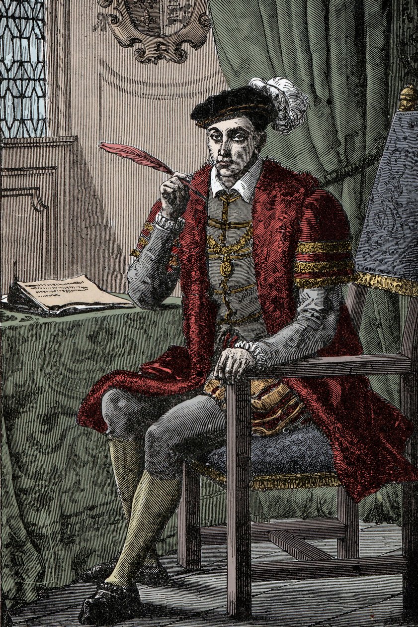 Édouard VI écrivant son journal - Roi Édouard VI (1537-1553) écrivant son journal - Unknown artist