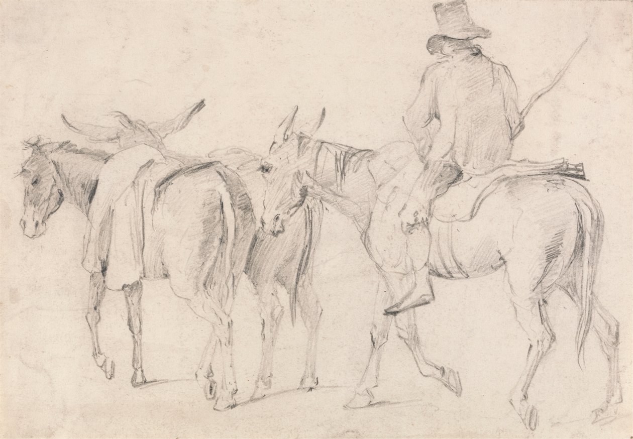 Fermier avec des mules - Unknown artist