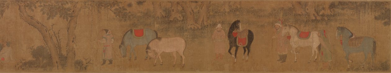 Figures et chevaux dans le paysage - Unknown artist