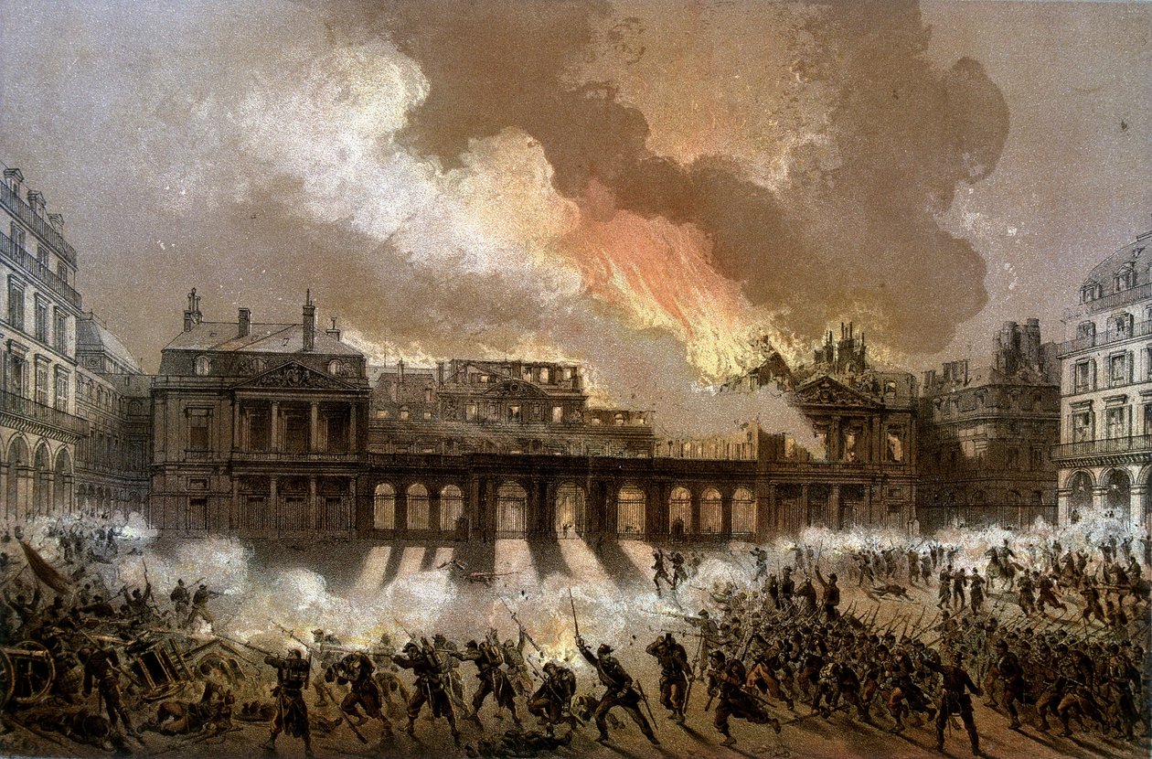 Incendie du Palais Royal le 24 mai 1871 - lithographie, fin du XIXe siècle - Unknown artist