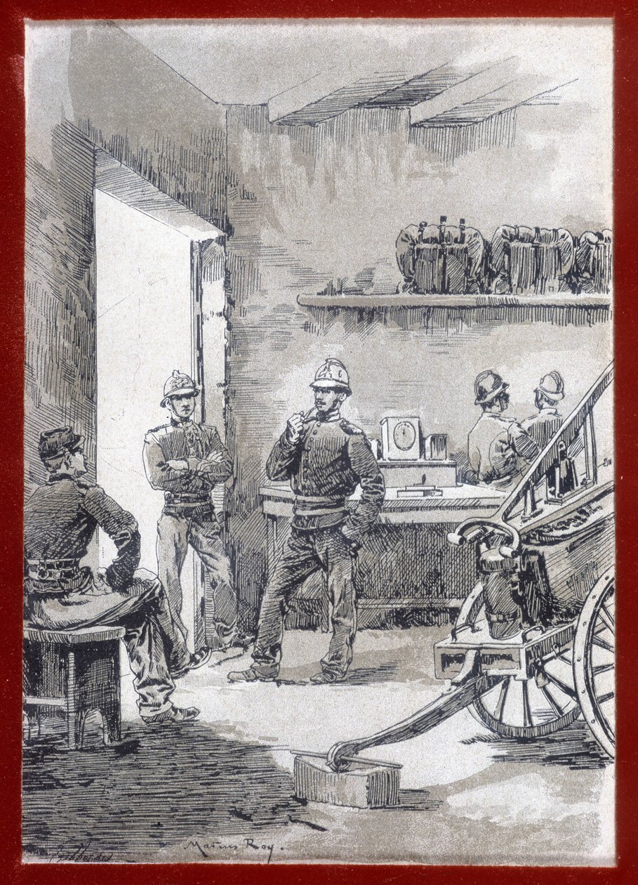 Pompiers dans une caserne : poste de ville - n.d. - Unknown artist