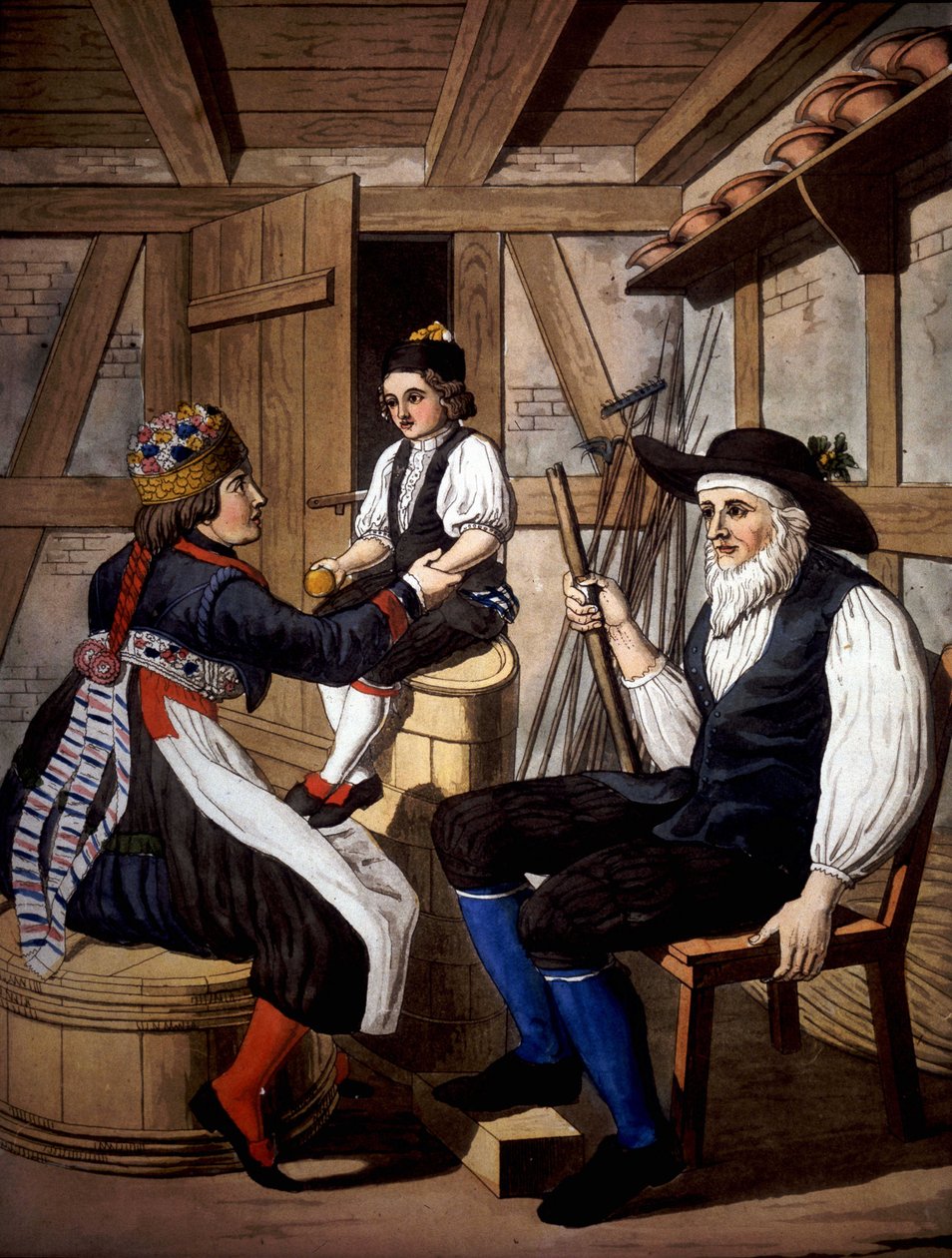 Première communion des calvinistes suisses. 19ème siècle. - Unknown artist