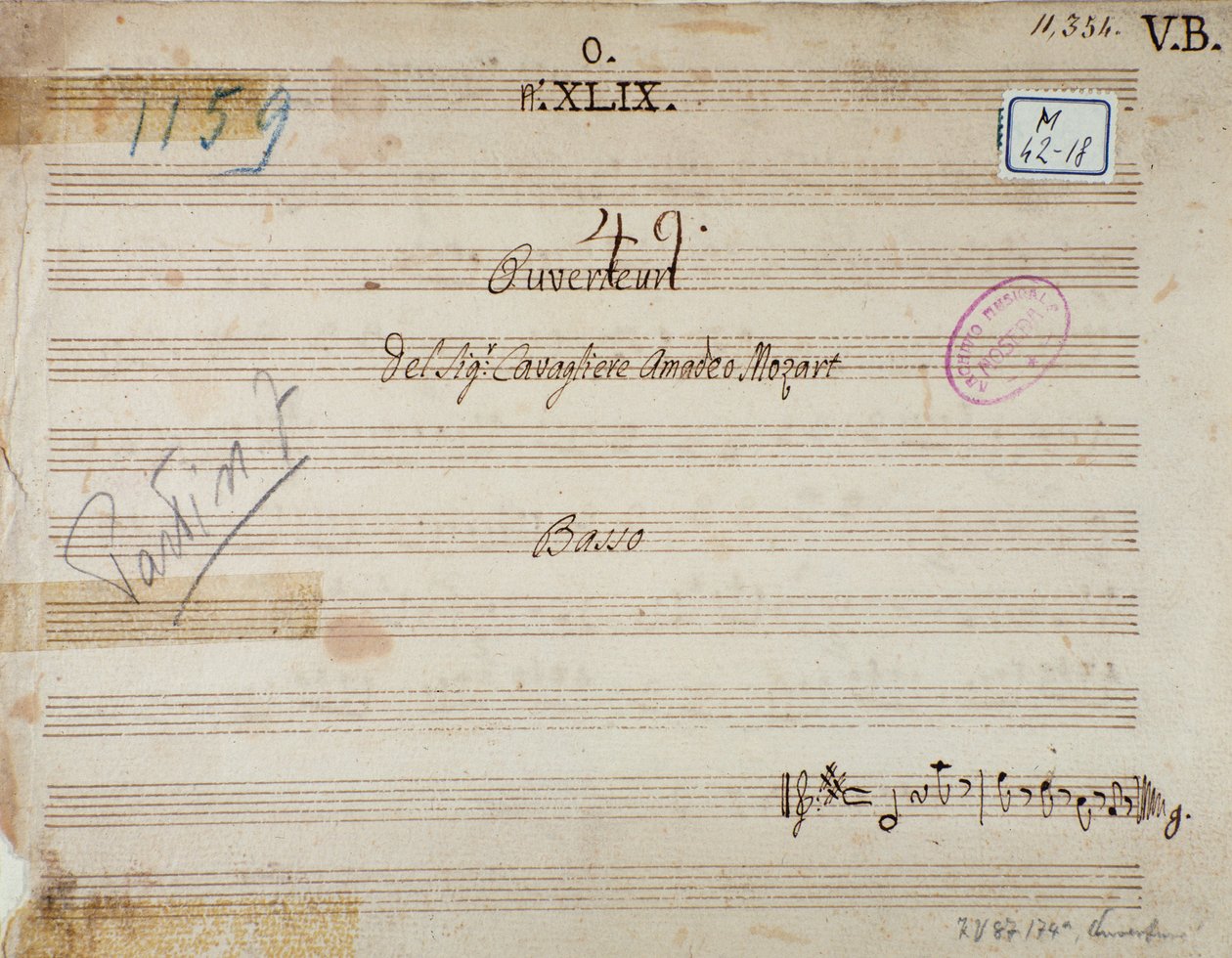 Première page de Mithridate, roi du Pont, opéra de Mozart (1770) - Unknown artist