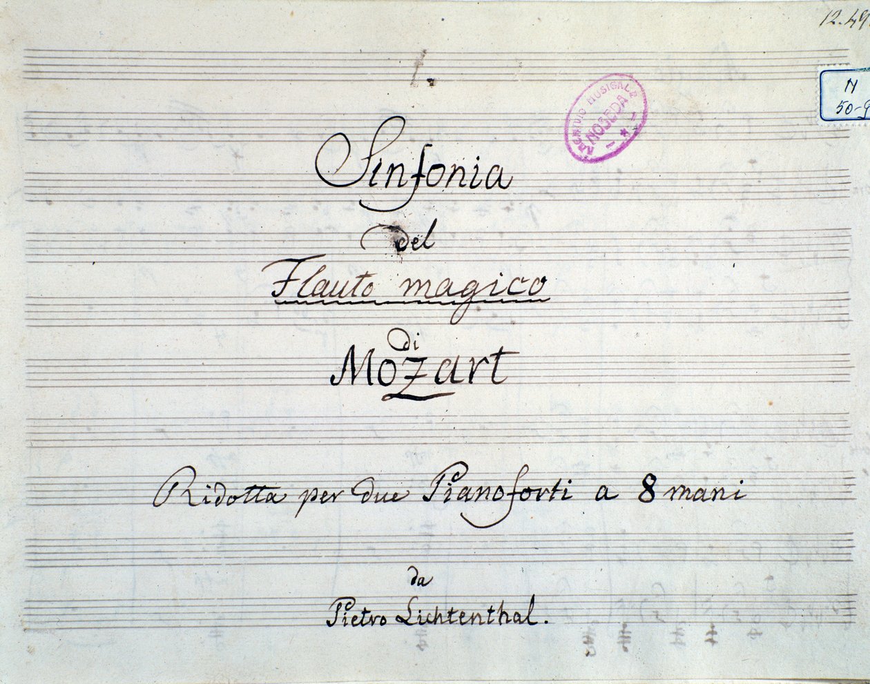 Première page de la symphonie réduite pour deux pianos et huit mains de Die Zauberflöte, opéra de Mozart, version Lichtenthal (19ème siècle) - Unknown artist