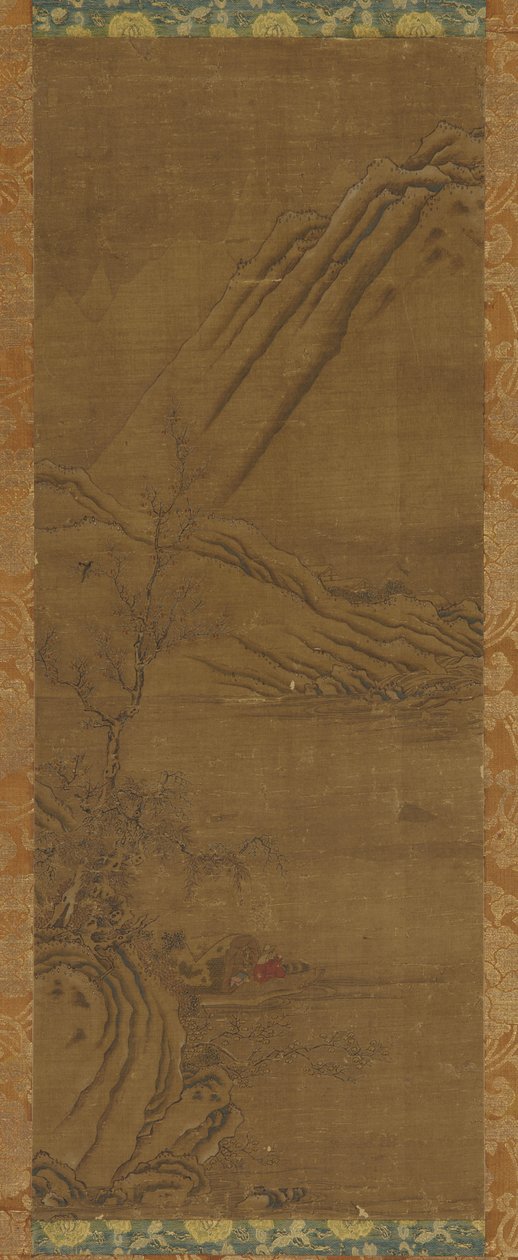 Pêche seul sur la rivière en hiver - Unknown artist