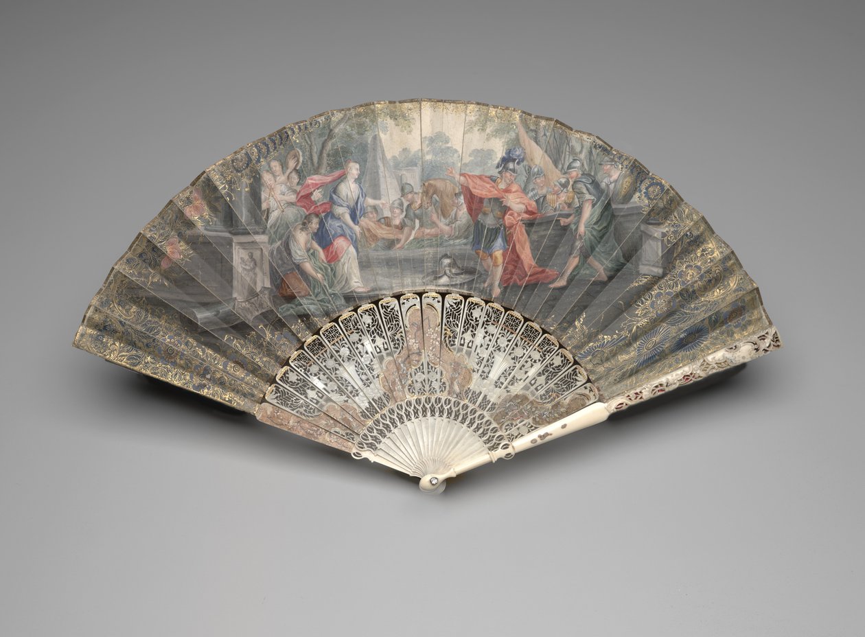 Éventail pliant avec Jephté rencontrant sa fille, vers 1740-50 - Unknown artist