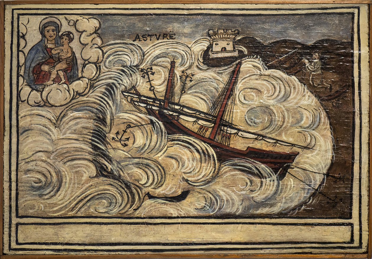 Ancien ex-voto marin, offrande populaire en gage de dévotion et de gratitude du marin survivant aux dangers de la mer provenant de l
