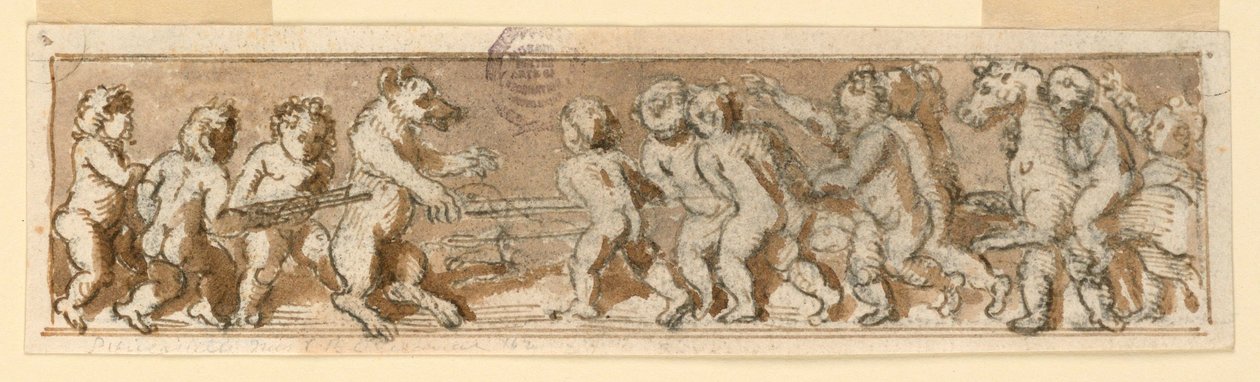 Frise avec enfants chassant - Unknown artist