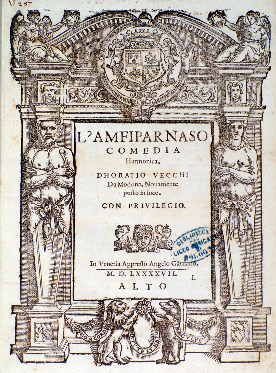 Frontispice de la comédie madrigalesque Amfiparnaso par Orazio Vecchi - Unknown artist