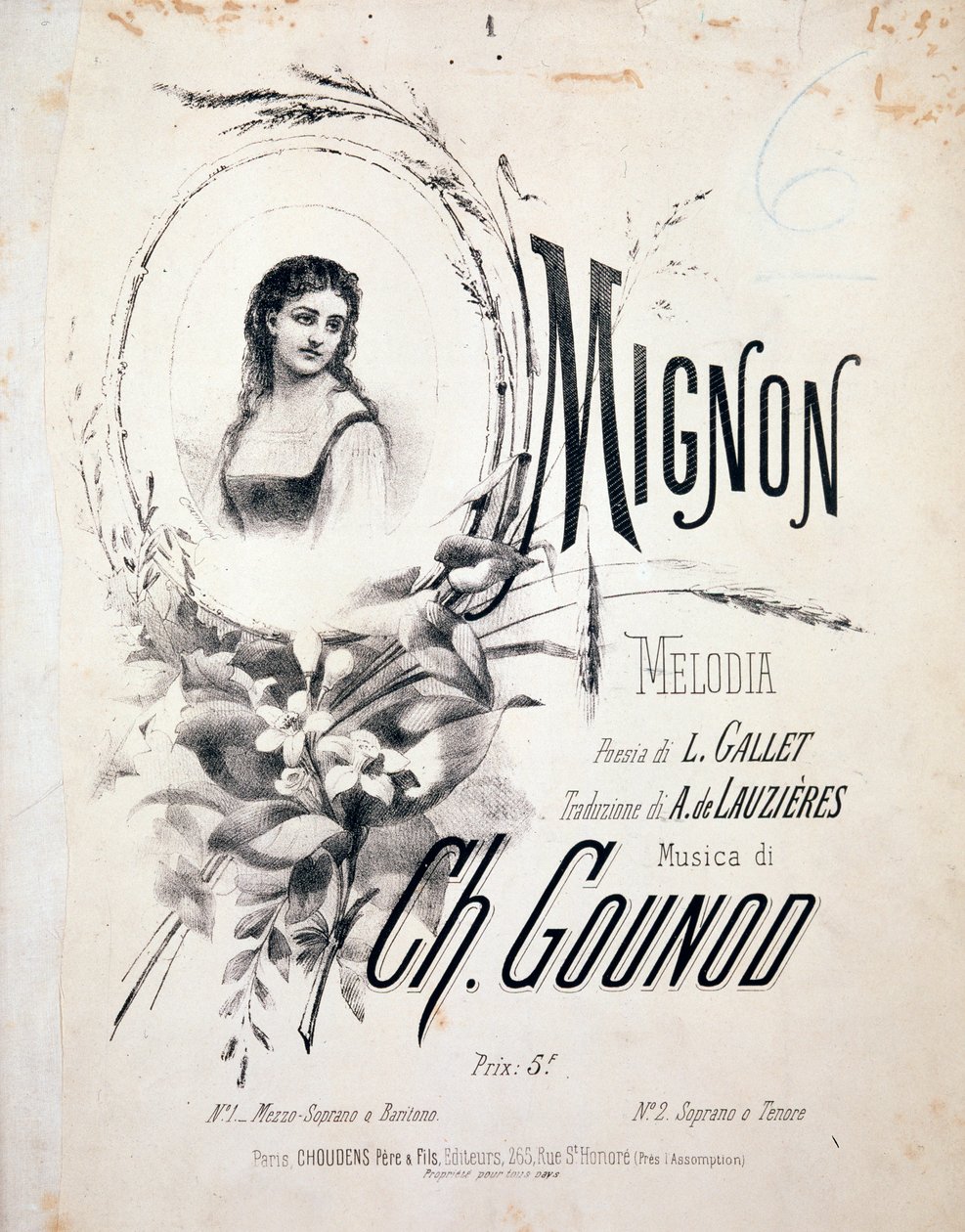 Frontispice de Mignon, mélodie de Charles Gounod (XIXe siècle) - Unknown artist