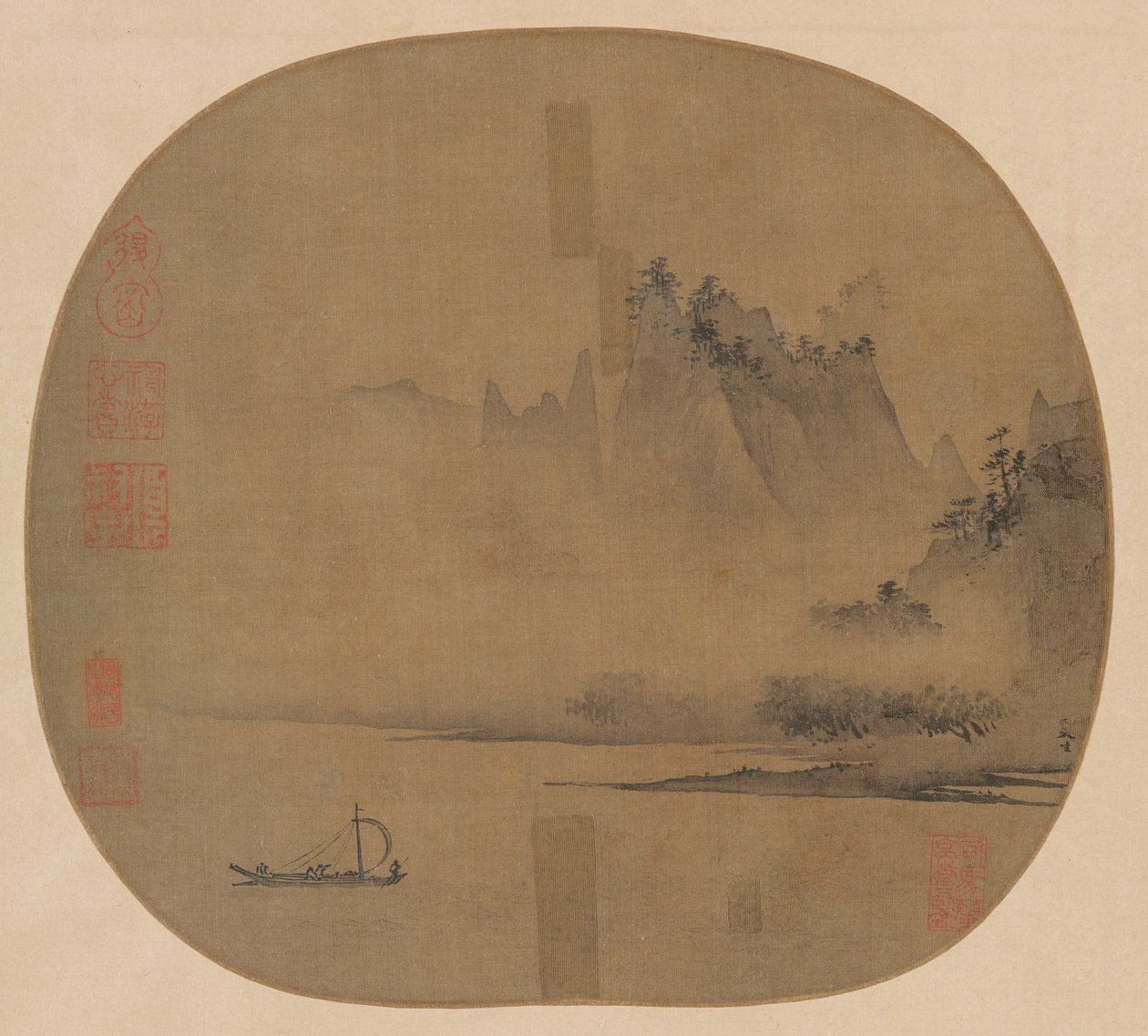 Plein voile sur la rivière brumeuse - Unknown artist