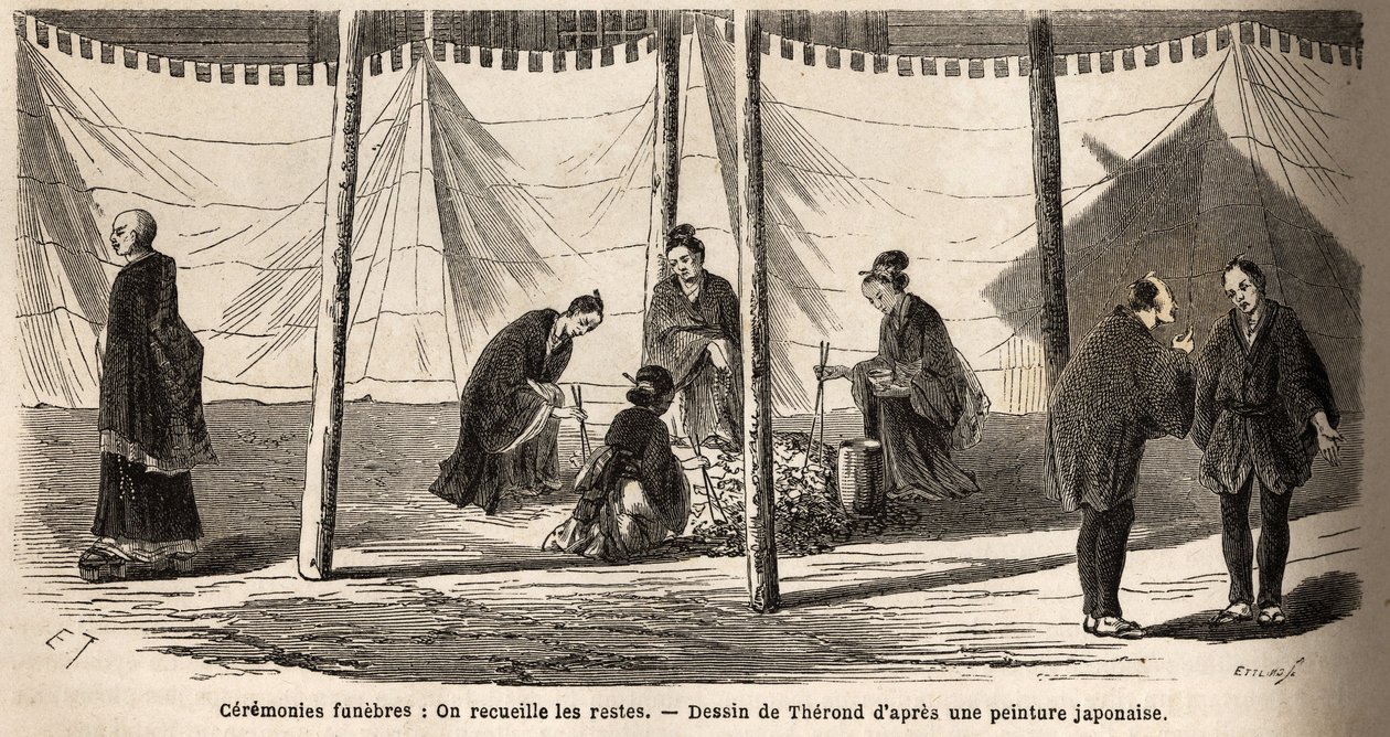 Cérémonies funéraires : après incinération, collecte des restes - Unknown artist