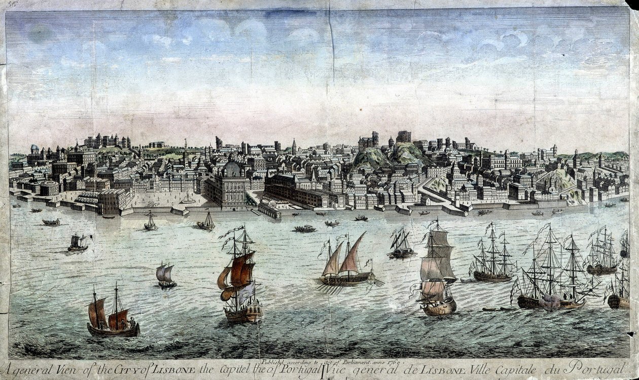 Vue générale de Lisbonne, capitale du Portugal - gravure - Unknown artist
