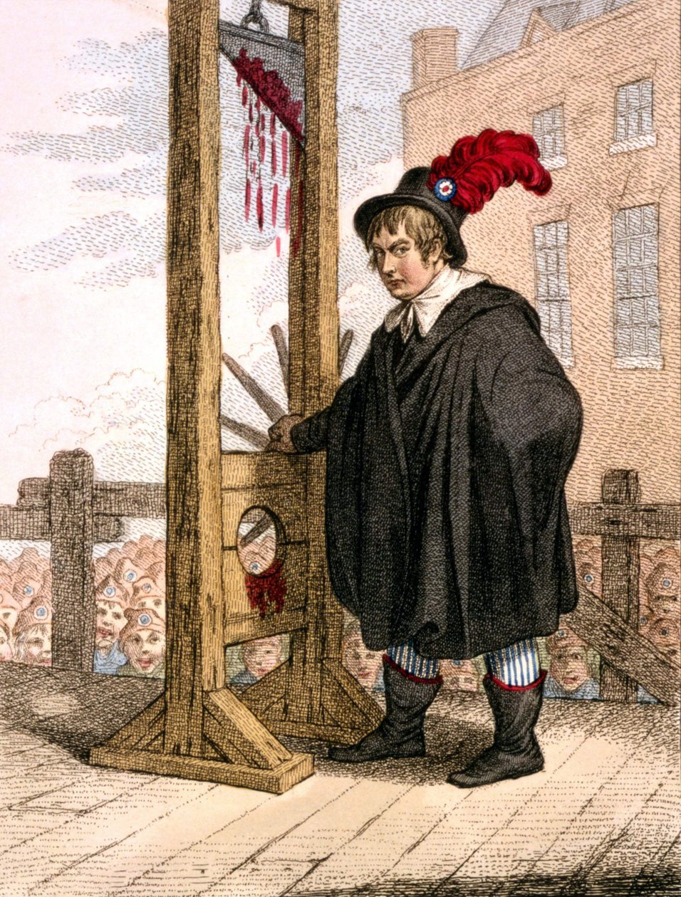 George Tierney habillé en bourreau à côté d
