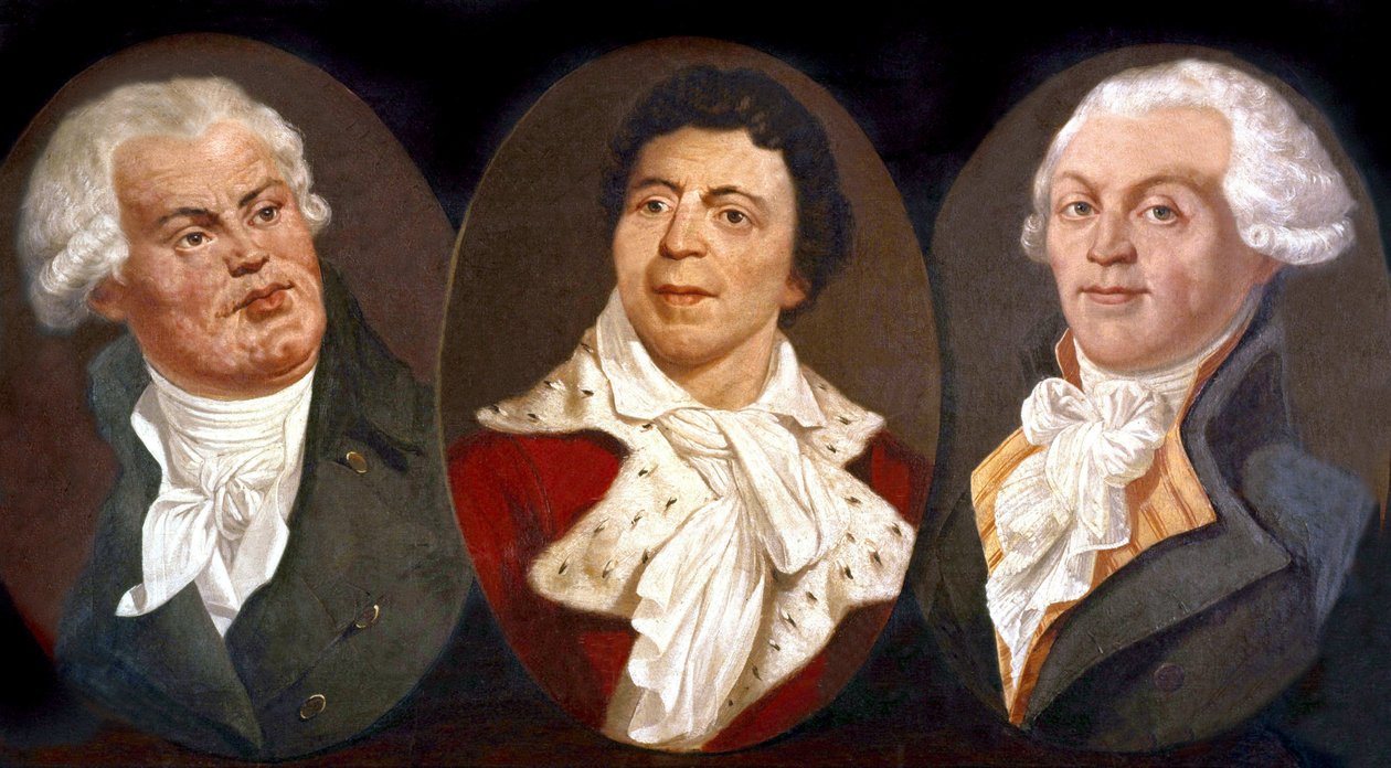 Georges Jacques Danton, Jean Paul Marat et Maximilien de Robespierre, trois figures principales de la Révolution française - Unknown artist