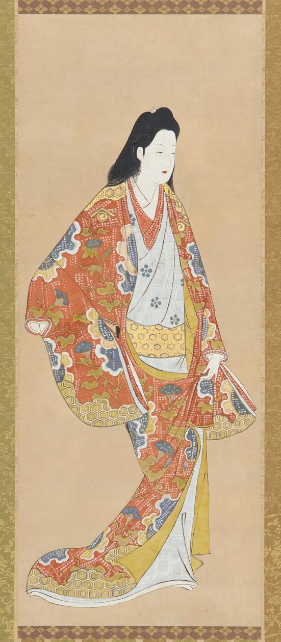 Fille en robe orange vermillon - Unknown artist