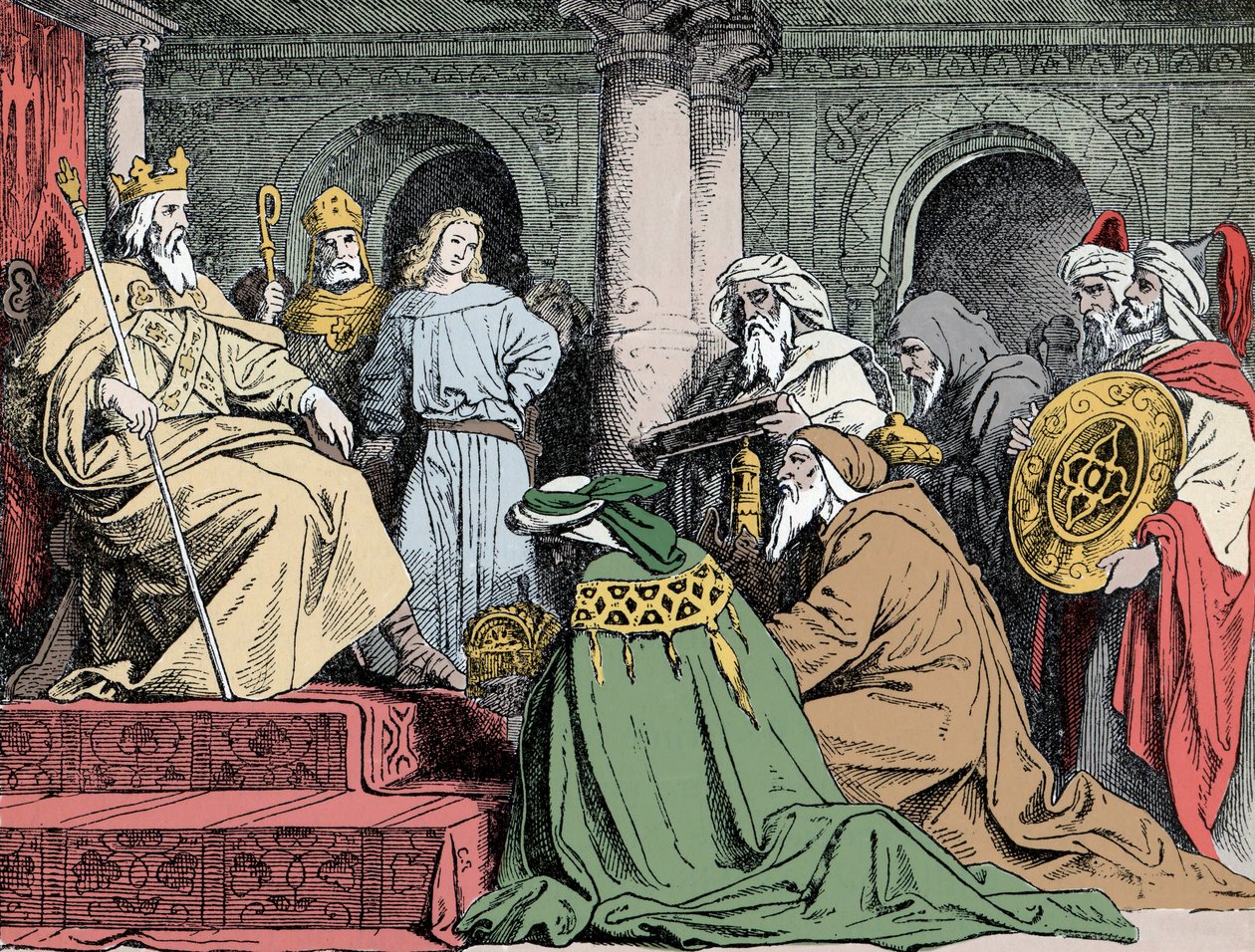 Présents de Harun al-Rachid - Les ambassadeurs du calife abbasside Haroun ar-Rachid (763-809) offrent leurs présents à Charlemagne (742-814), vers 802 - Unknown artist
