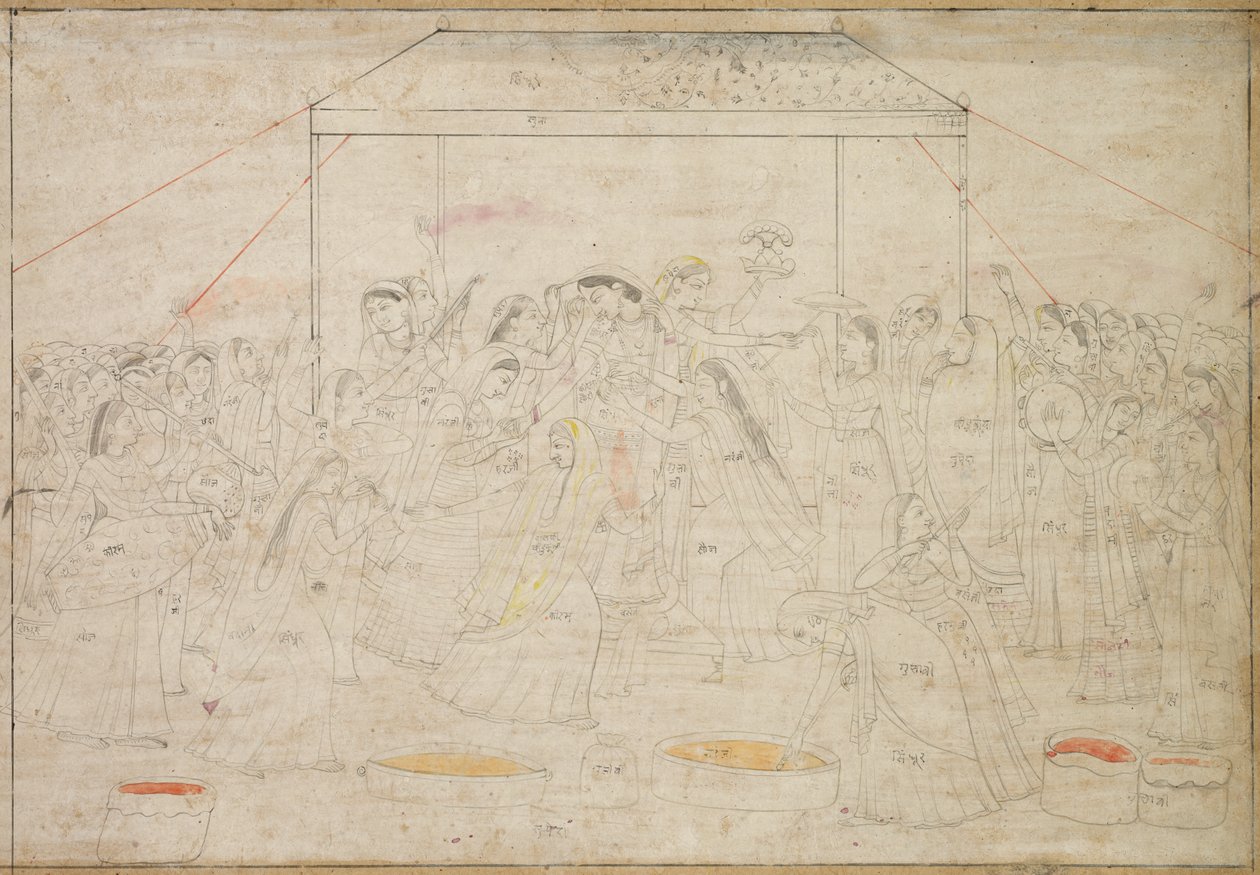Dieu hindou Krishna habillé en vêtements de femme pour le festival de printemps Holi - Unknown artist