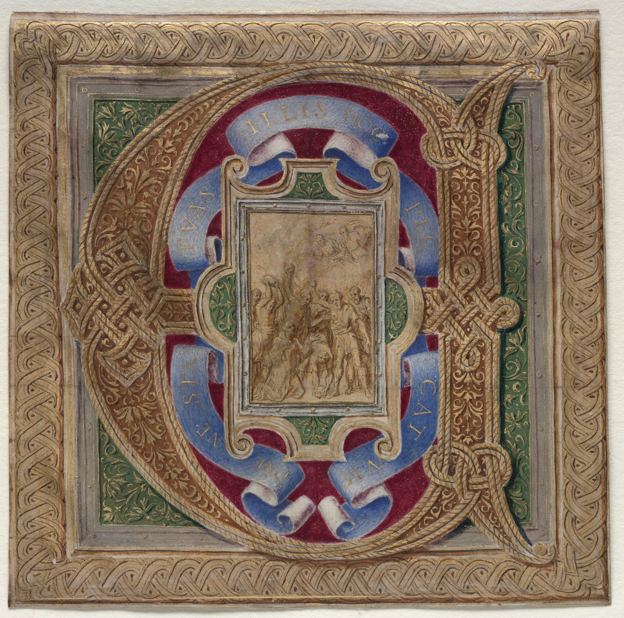 Initiale historiée (E) extraite du Missel Colonna : Le Martyre de Saint Étienne - Unknown artist