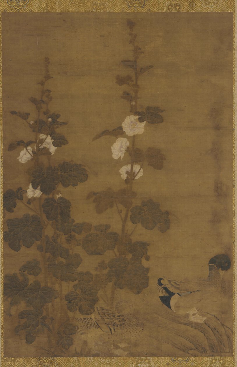 Rose trémières et canards - Unknown artist
