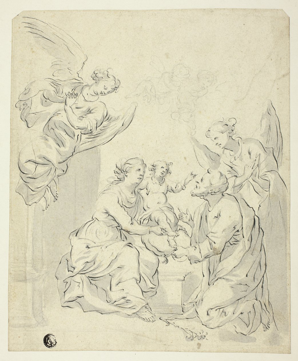 Sainte Famille avec anges - Unknown artist